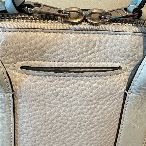 Coach Bleecker Preston mini bag Satchel Buffalo pebbled leather Lt blue seafoam - Picture 8 of 17